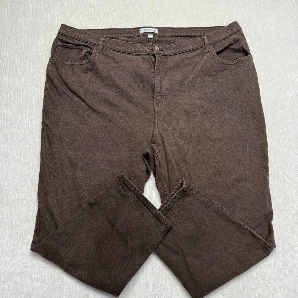 Abercrombie Fitch Curve Love 90s Straight Ultra High Rise Jeans Brown 24S 37